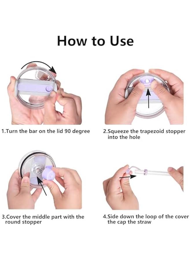 RTYY Silicone Spill Stopper Set Compatible with Stanley Cup 2.0 30oz & 40oz with Straw Cover (Set of 4, Orchid)  - Image 5