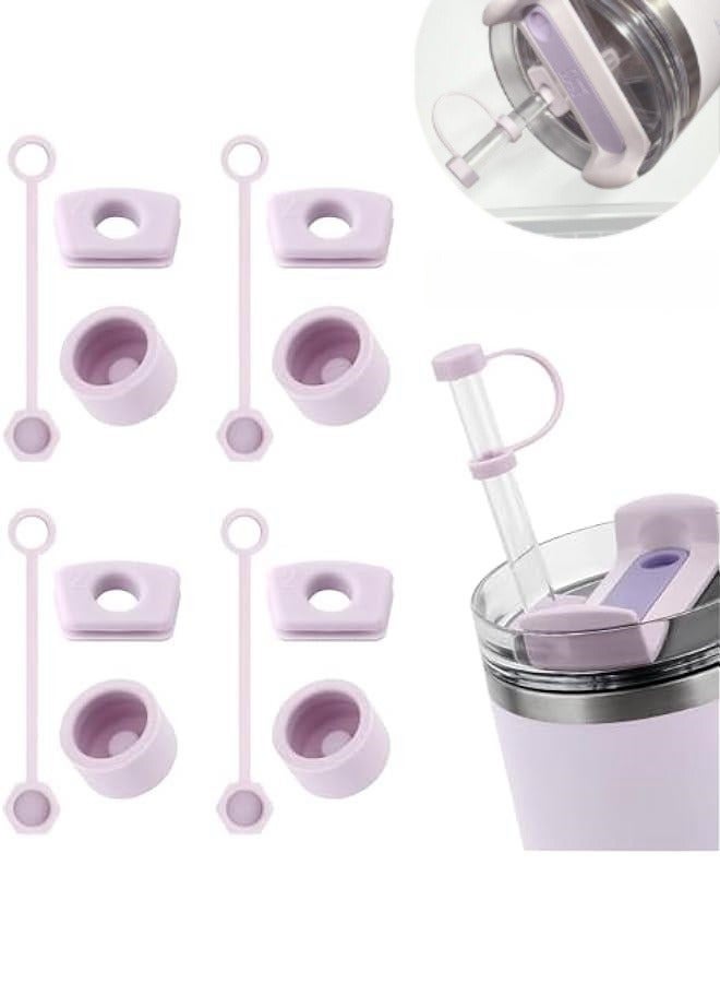 RTYY Silicone Spill Stopper Set Compatible with Stanley Cup 2.0 30oz & 40oz with Straw Cover (Set of 4, Orchid)  - Image 1