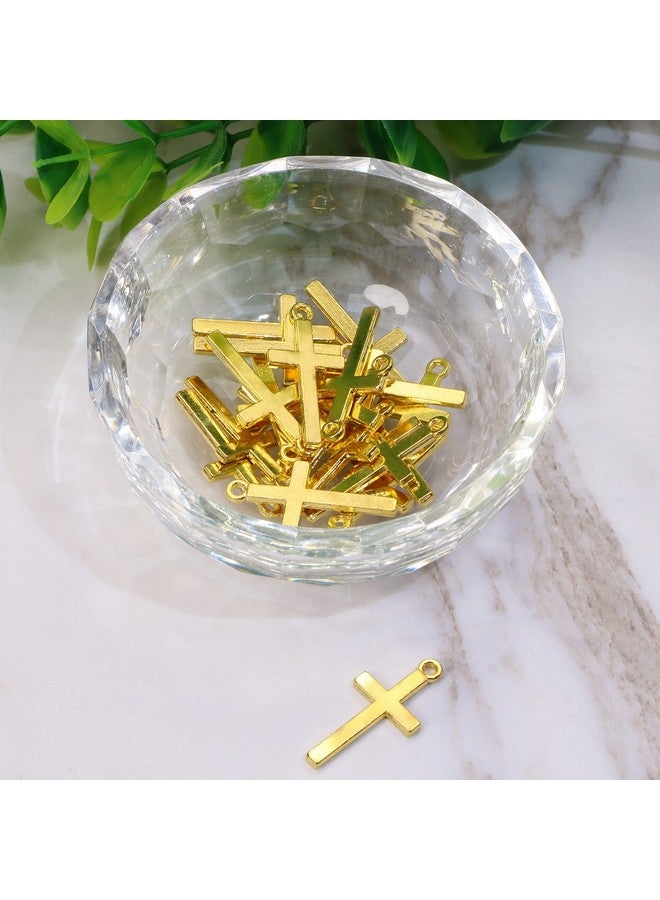 Small Cross Charms Metal Pendant Beads For Earring Bracelet Necklace Keychain Zipper Pulls Jewelry Finding Making Diy Crafting Gift Party Favor, 20Pcs (Gold)