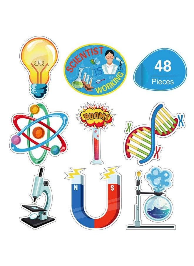 Outus 48 Pieces Science Bulletin Board Sets Laminated Science Cutouts Lab Cutouts Sciencetheme Party Cutouts For Science Class School Classroom Bulletin Board Office Party Decoration Supplies 8 Designs  - Image 1