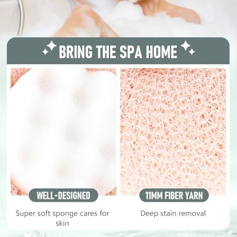 Loofah Sponges and Ultra-Soft Sponge 2-in-1 Mesh Ultra-Dense Easy Foaming Body Scrubber Shower Pouf Exfoliator for Men and Women, Shower Use Sponge With Suction Cup-1PC- MULTICOLOR - Image 4