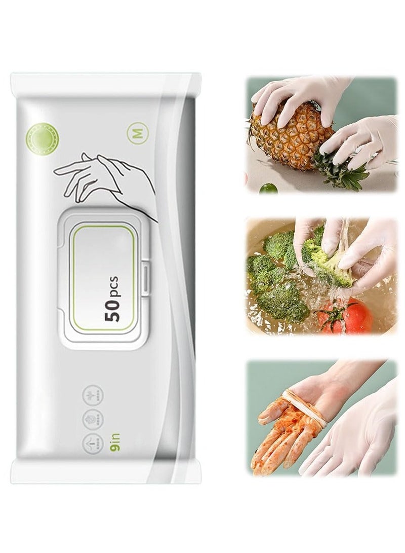 GNAFOTU Disposable Waterproof Gloves for Kitchen Cleaning, Disposable Nitrile Gloves, Disposable Long Sleeved Gloves Extended Protection for Kitchen Cooking Cleaning Food Handling (1 Pack x 50 Pieces White) - Image 1