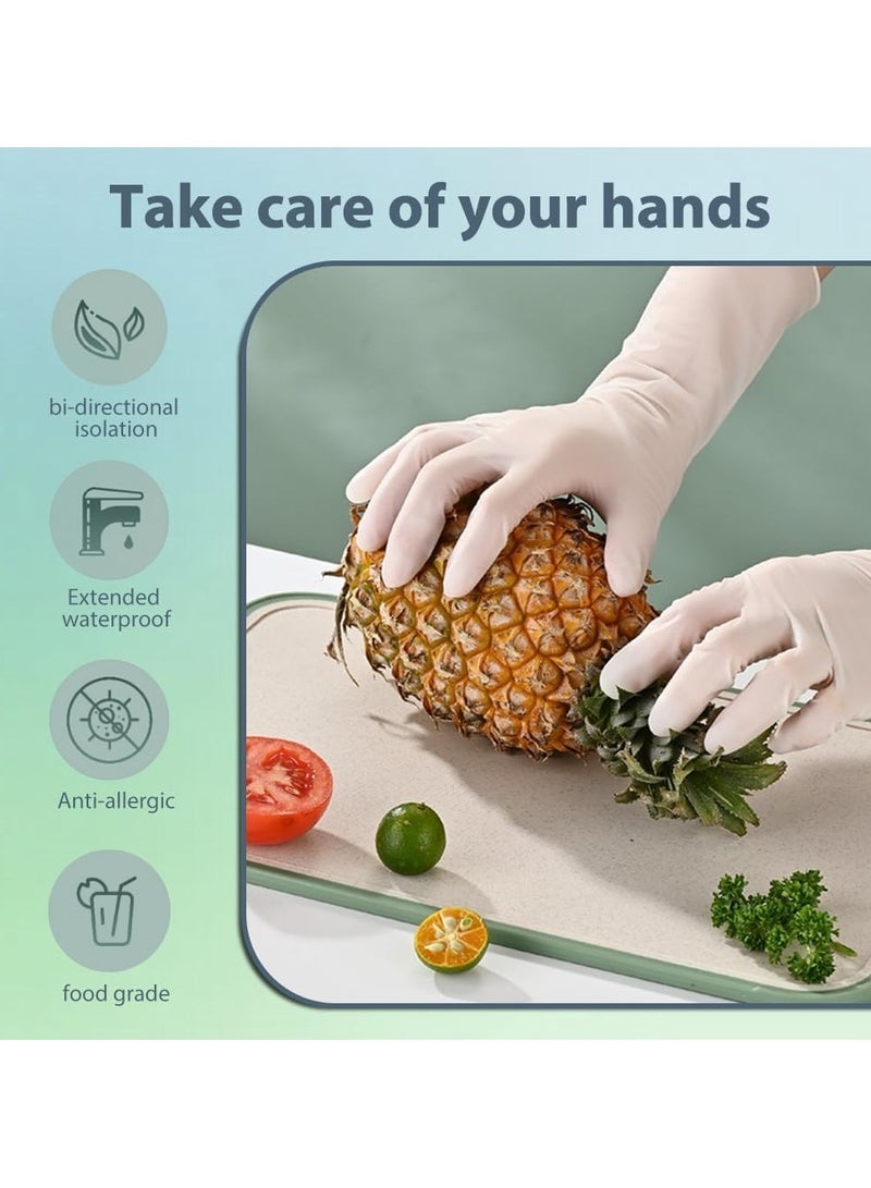 GNAFOTU Disposable Waterproof Gloves for Kitchen Cleaning, Disposable Nitrile Gloves, Disposable Long Sleeved Gloves Extended Protection for Kitchen Cooking Cleaning Food Handling (1 Pack x 50 Pieces White) - Image 4