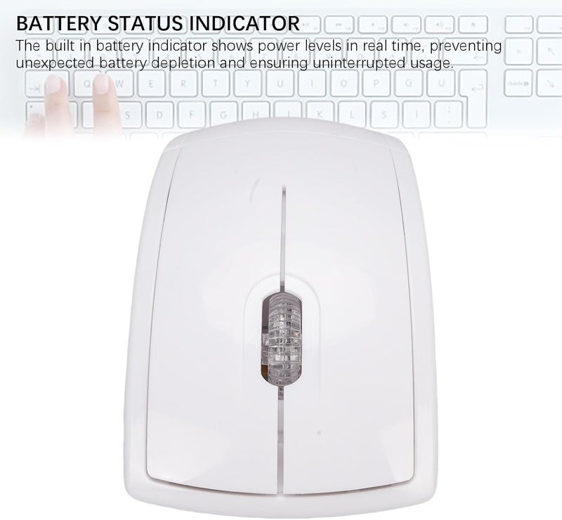 Folding Wireless Mouse | Compact 2.4G Design with Magnetic Power Switch, Ergonomic Comfort for Travel & Work, Battery Indicator for AAA Batteries (Not Included) (White) - Image 5