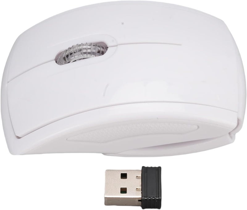 Folding Wireless Mouse | Compact 2.4G Design with Magnetic Power Switch, Ergonomic Comfort for Travel & Work, Battery Indicator for AAA Batteries (Not Included) (White) - Image 1