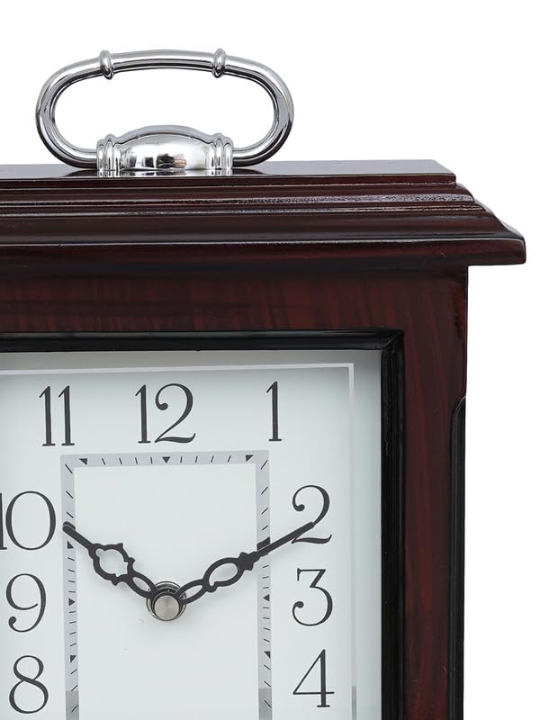 CRAFT SMITH Decorative Rosewood Colour Wooden Analog English Numbers Rectangular Table Clock for Office Desk Home Living Study Room Gifts Size 22 x 10 x 28 CM Weight 1510 Gram - Image 5