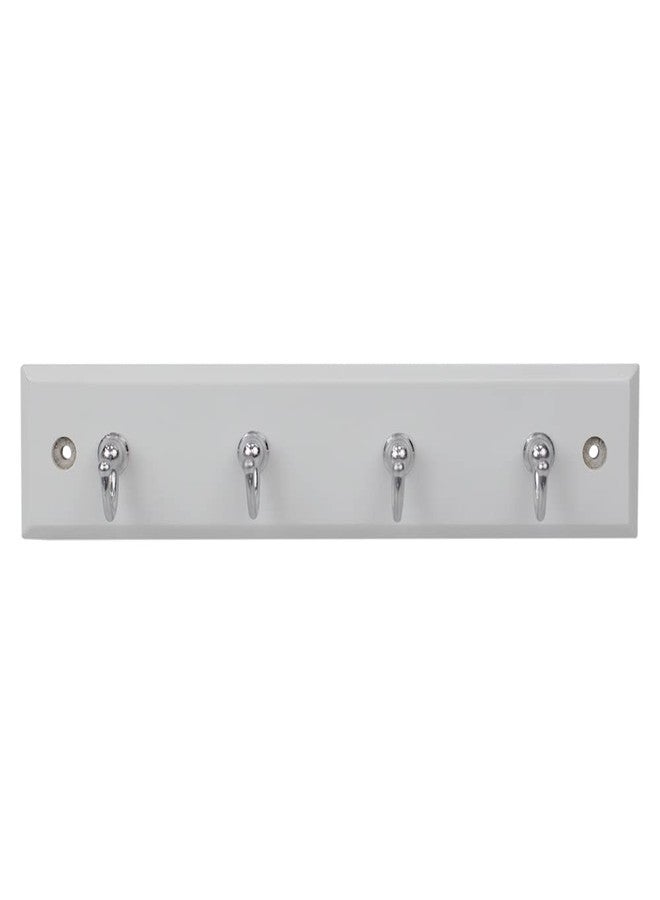Home Basics Wall-Mounted Key Hanger for Wall (White) Includes 4 Key Hooks | MDF and Steel Key Rack Organizer | Key Rack for Mail, House, and Car Keys - Image 2