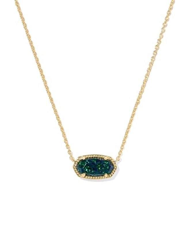 Kendra Scott Elisa Pendant Necklace for Women, Fashion Jewelry, 14k Gold-Plated - Gold - Night Opal