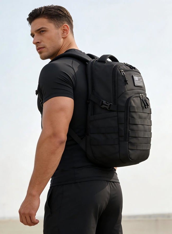 Wotony 25L Military tactical backpack, backpack for men black tactical backpack small tactical backpack assault bag (Black, 18.5 inch) - Image 2