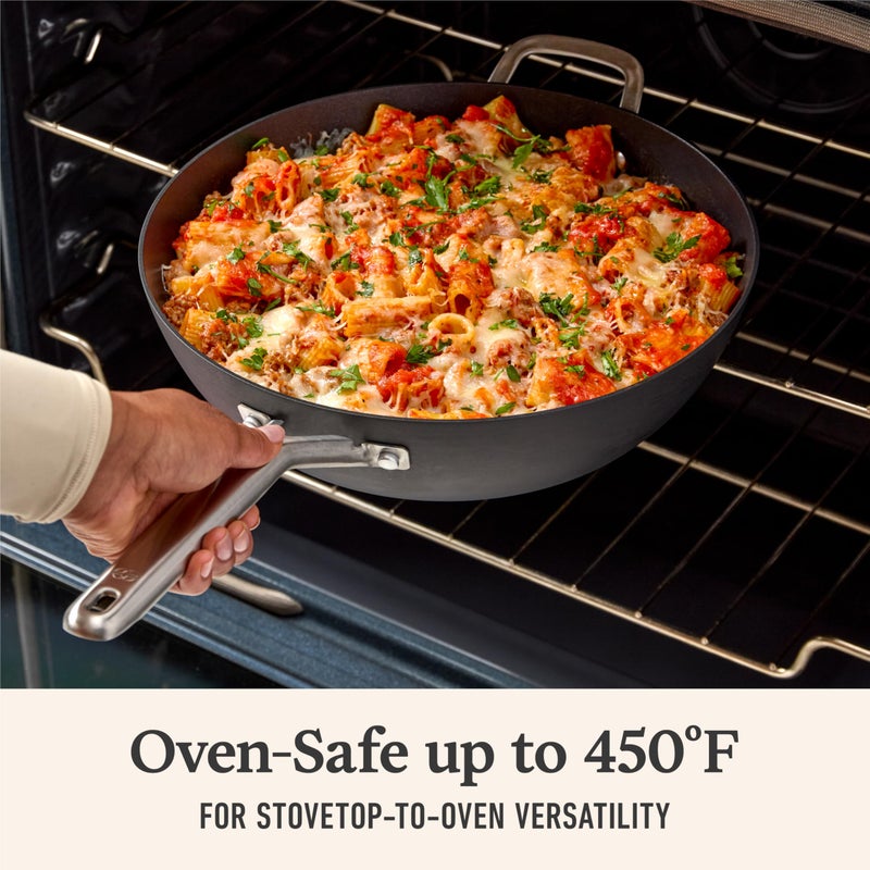 CalphalonÂ® Hard-Anodized Nonstick 12" Jumbo Frying Pan with Lid - Image 4