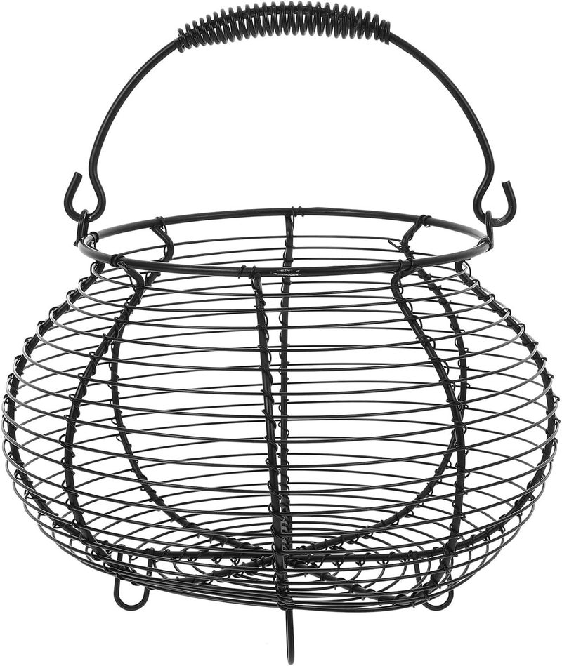 Generic Black Iron Wire Egg Basket for Kitchen Storage, Food and Vegetable Holder, Hollow Wire Woven Fruit Basket for Fresh Produce Organization - Image 1