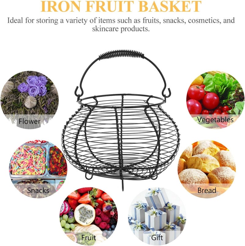 Generic Black Iron Wire Egg Basket for Kitchen Storage, Food and Vegetable Holder, Hollow Wire Woven Fruit Basket for Fresh Produce Organization - Image 3
