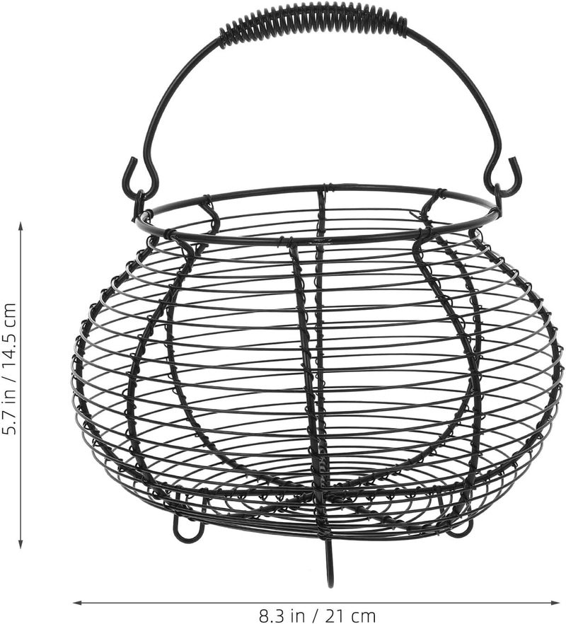 Generic Black Iron Wire Egg Basket for Kitchen Storage, Food and Vegetable Holder, Hollow Wire Woven Fruit Basket for Fresh Produce Organization - Image 2