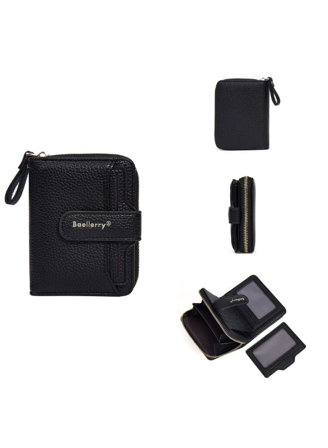 بايلليري محفظة نسائية قصيرة من بولي يوريثين - حافظة بطاقات أنيقة بسحّاب، محفظة صغيرة للنقود والبطاقات (طراز إنستغرام العصري) - Image 1