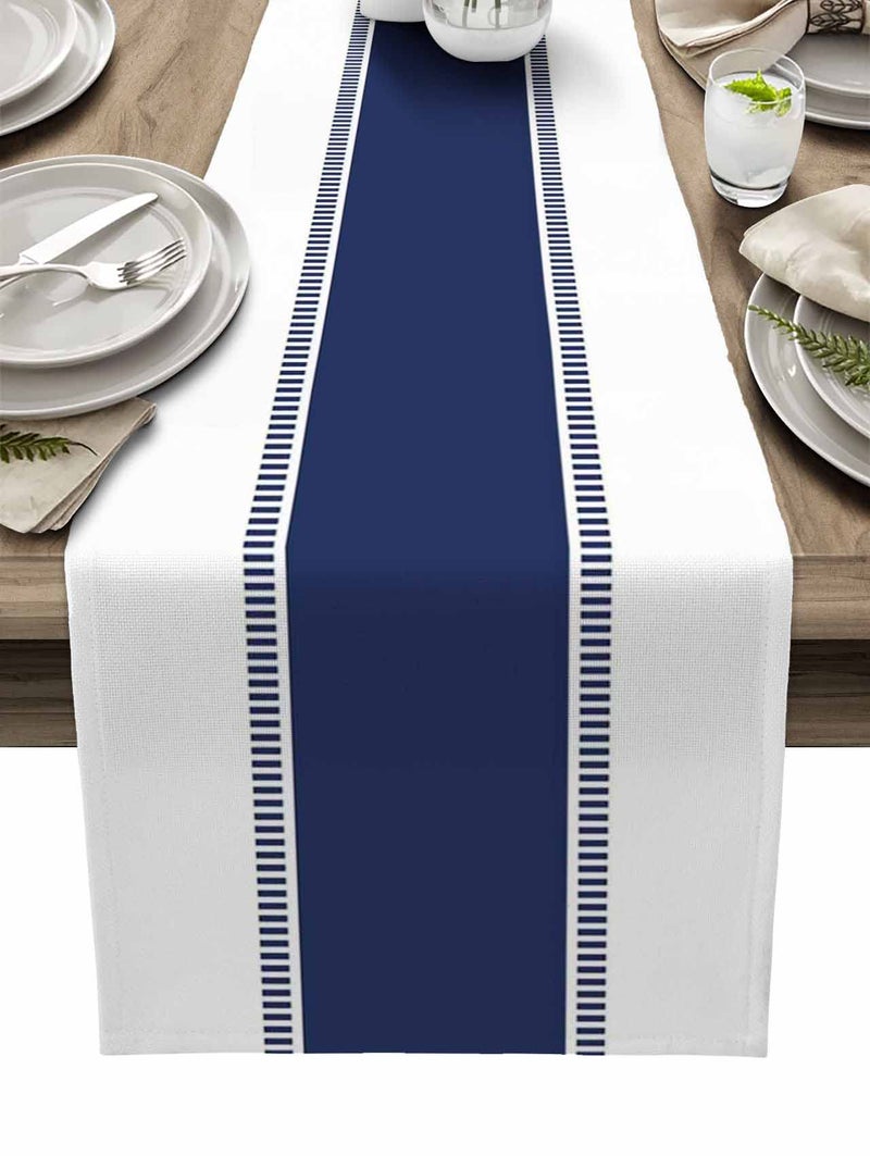 Navy Blue Table Runners 90 inches Long Farmhouse Stripes Table Runner Non Slip Dresser ScarvesDecortaive Table Runner Cover for Kitchen Dining Coffee Table Holiday Party Wedding
