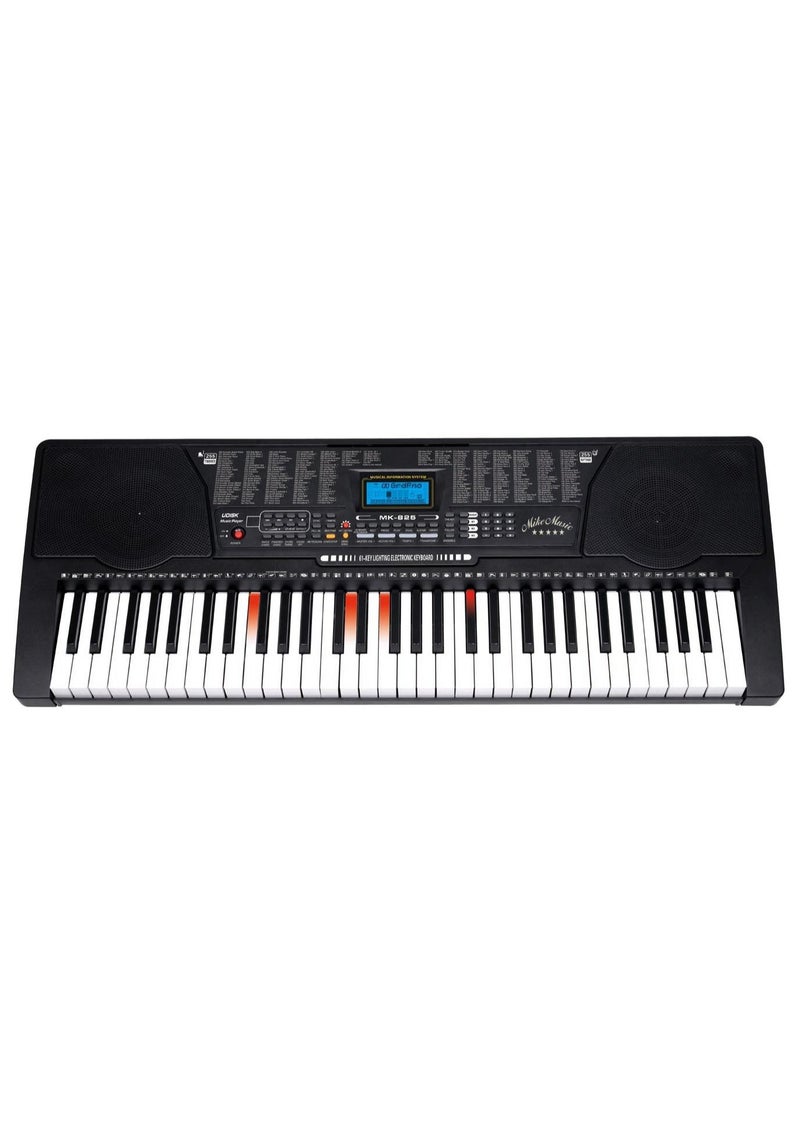 مايك ميوزيك كيبورد إلكتروني 61 مفتاح بشاشة LCD، 255 نغمة، 255 إيقاعًا، 50 أغنية تجريبية، دعم الأجهزة المتعددة، مثالي للمبتدئين (Mk-825، أسود) - Image 1