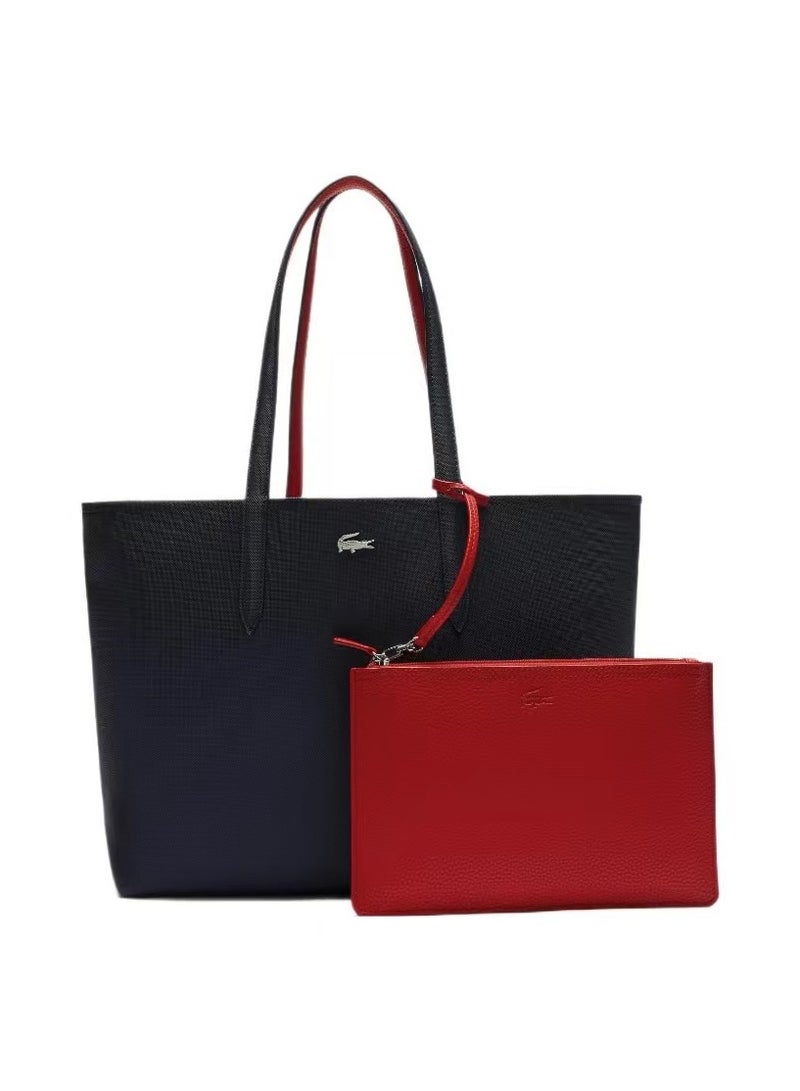 PVC handbag shopping bag shoulder bag female black/red  - Image 1
