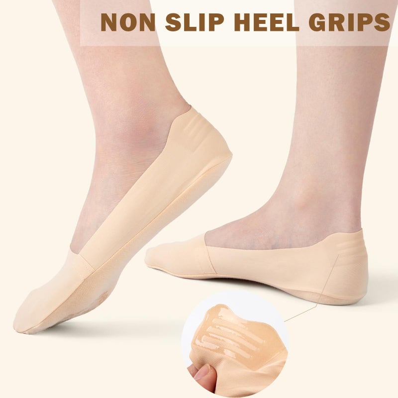 Sofier No Show Socks Womens, Non Slip Low Cut 6 Pairs Thin Silky Dress Footies Liner Invisible Socks Flats Loafers Sneakers Nude Black White - Image 3