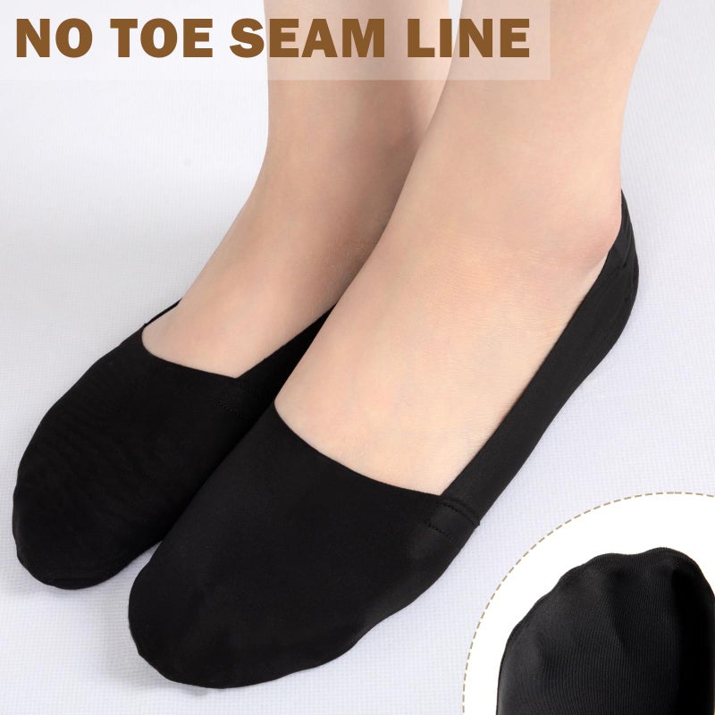 Sofier No Show Socks Womens, Non Slip Low Cut 6 Pairs Thin Silky Dress Footies Liner Invisible Socks Flats Loafers Sneakers Nude Black White - Image 5