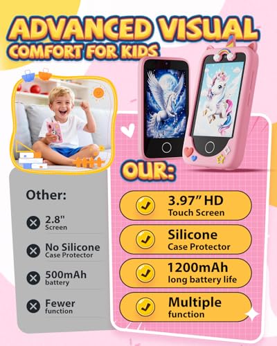 Anfrandce Kids Smart Phone for Girls Christmas Birthday Gifts for Girls Age 310 Kids Toys Cell Phone 397 Touchscreen Toddler Learning Play Toy Phone with Dual Camera - Image 5