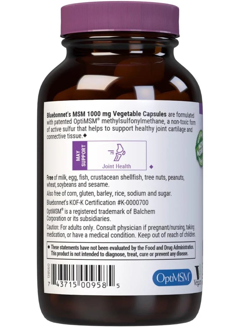 Bluebonnet MSM – 1000 mg OptiMSM®, Vegan, Gluten‑Free Joint Support, 60 Capsules - Image 3