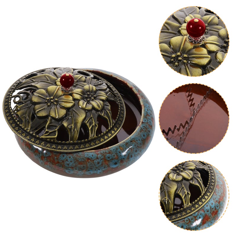 Antique Ceramic Incense Burner Incense Holder Desk Ornament for Coil Incense - Image 1