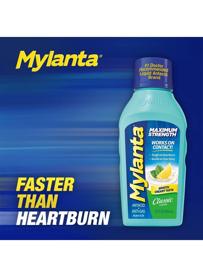 Mylanta Antacid and Gas Relief, Maximum Strength Formula, Classic Flavor, 12 Fluid Ounce  - Image 2