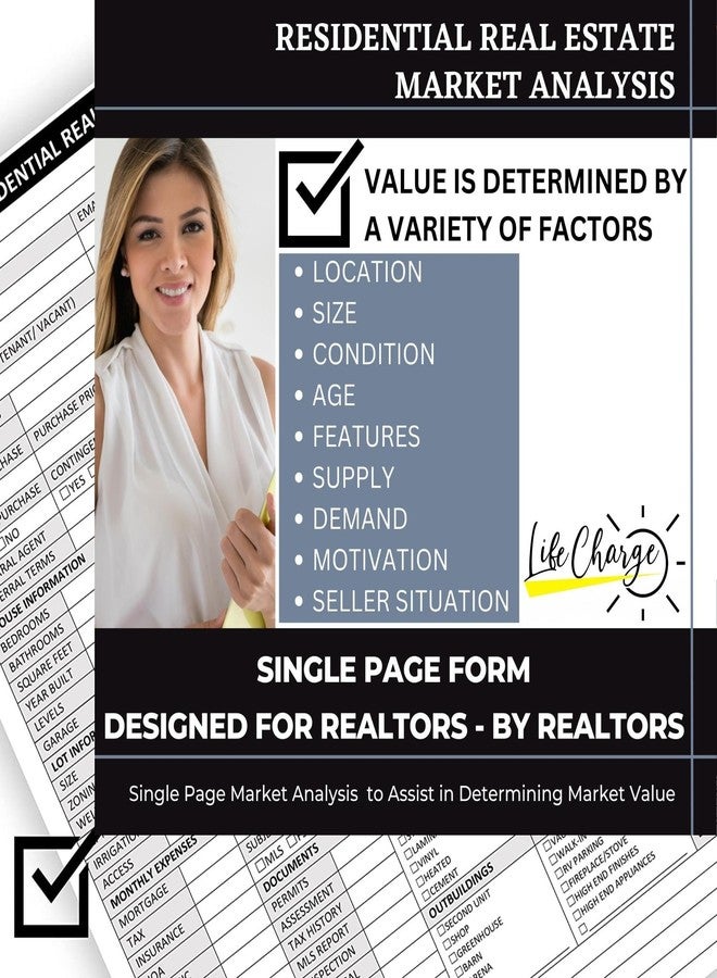 Life Charge Real Estate Agent Supplies - Real Estate Market Analysis Notepad for Listing Realtor Folders. A Checklist Form to Help Determine Residential Market Value. 50 Sheet Pad 8.5X11. Made in the USA. . - Image 5