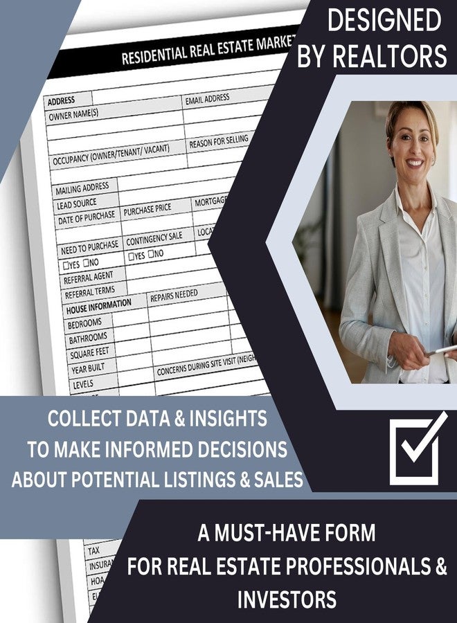 Life Charge Real Estate Agent Supplies - Real Estate Market Analysis Notepad for Listing Realtor Folders. A Checklist Form to Help Determine Residential Market Value. 50 Sheet Pad 8.5X11. Made in the USA. . - Image 2
