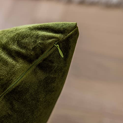 Demetex 18x18 Pillow Covers Green Soft Velvet Throw Pillows for Couch Square Decorative Summer Accent Pillow Covers for Sofa Bench Chair, Set of 2, 18 x 18 inch, Green - Image 3
