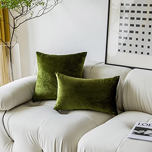 Demetex 18x18 Pillow Covers Green Soft Velvet Throw Pillows for Couch Square Decorative Summer Accent Pillow Covers for Sofa Bench Chair, Set of 2, 18 x 18 inch, Green - Image 5