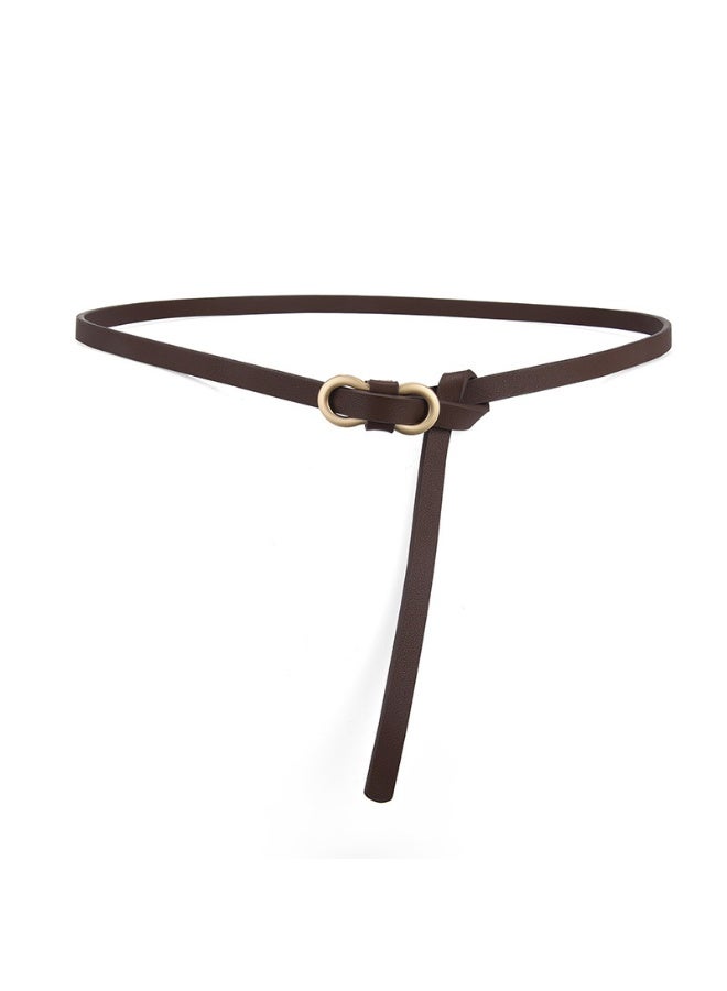 xozgdovg Popular belt womens high-grade fashion all-match dress shirt decorative suit Girls simple thin belt Brown 