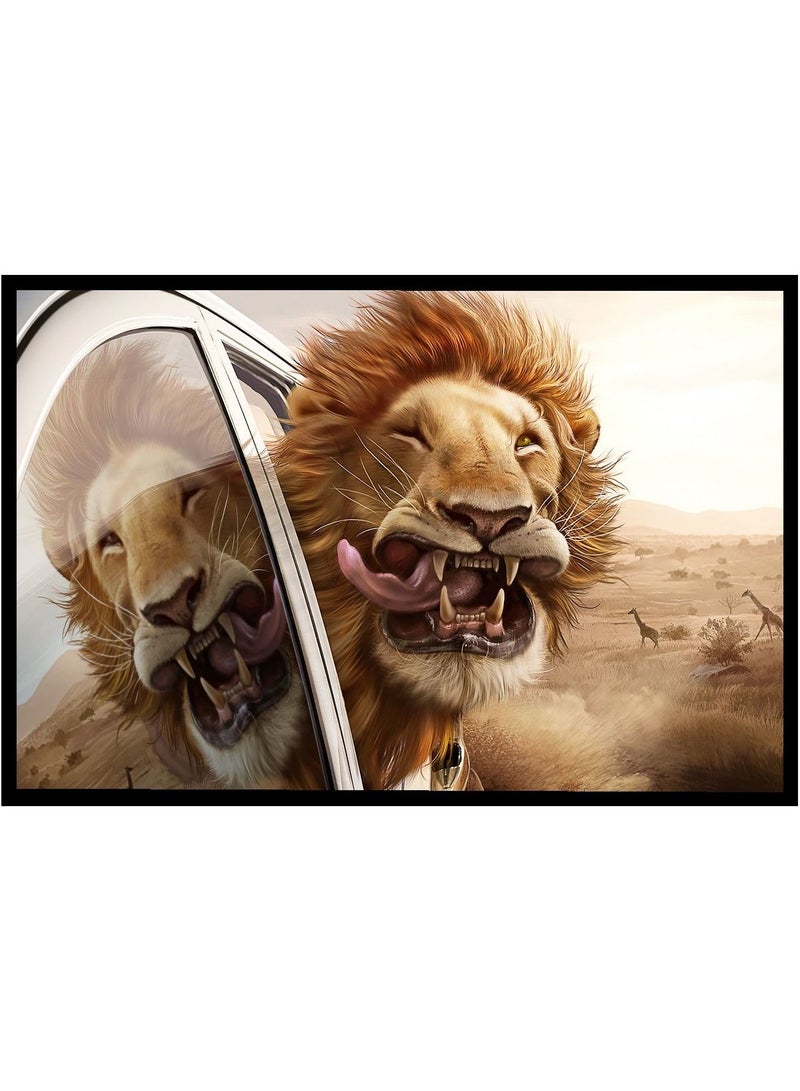 Spoil Your Wall Spoil Your Wall Black Frame Poster Funny Cartoon Lion Size 40x30cm  - Image 2
