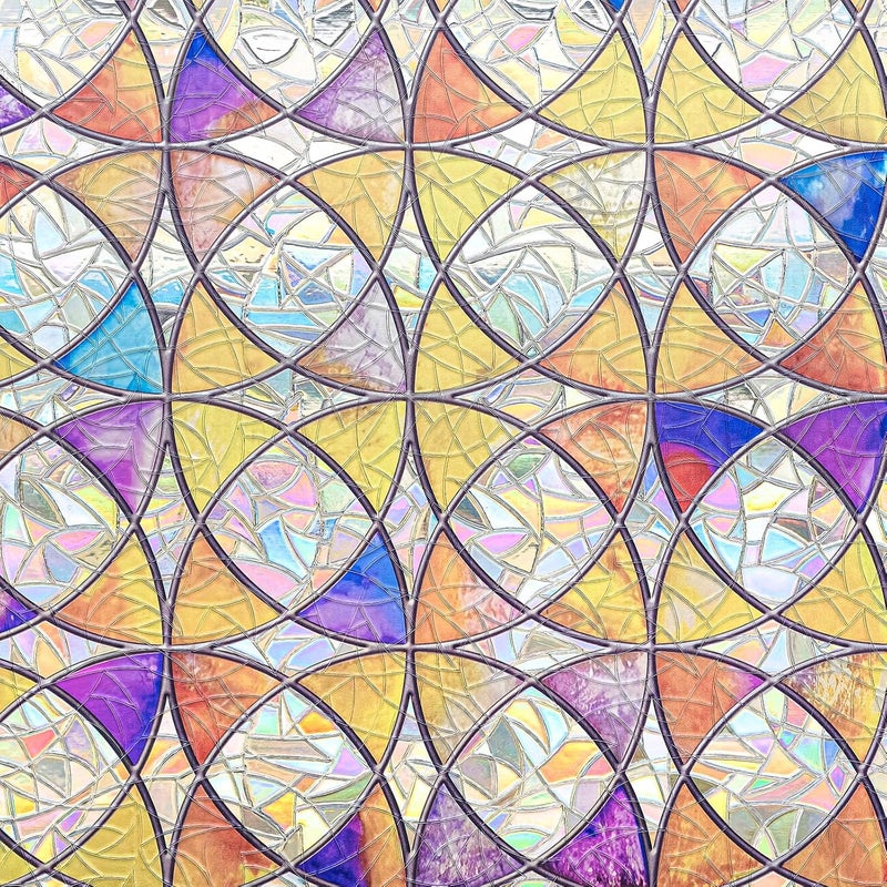 ADD.HERES Window Privacy Film Home Room Bathroom Spring Decor Car Decorations, Stained Glass Window Film, Static Cling Window Film, Window Tint，Rainbow Window Film (Aureate Mosaic, 17.3" x 78.7") - Image 2