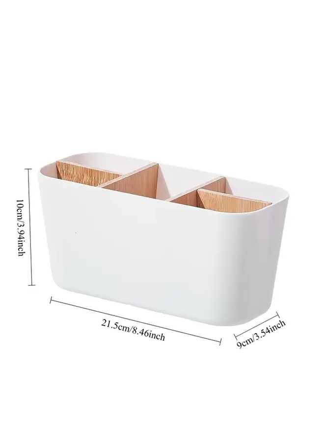 Black Plastic Toothbrush Holder with Partition Freestanding Organizer for Bathroom and Desktop Storage - Image 4