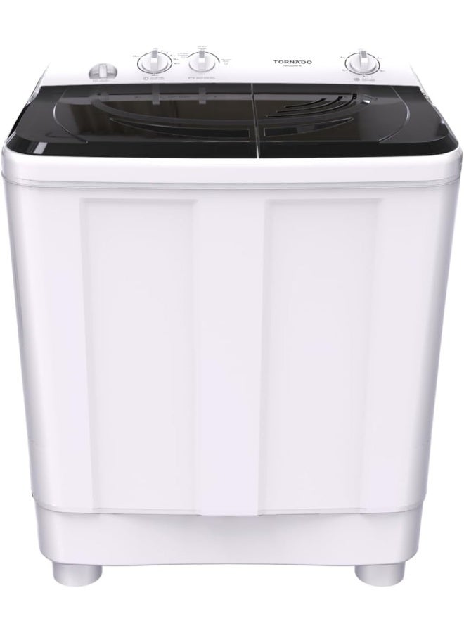 TORNADO Tornado TWH-Z12DNE-W(BK) Half Automatic Twin Tub Washing Machine, 12 Kilograms - Black - Image 1