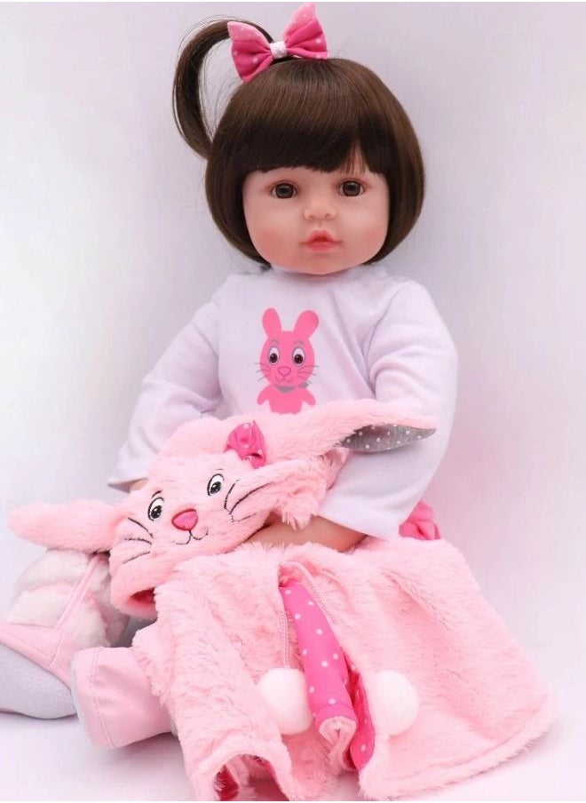 Arabest - Realistic Reborn Baby, Girl Doll Soft Silicone Full Body Gift, 48cm Handmade Cute Doll for 3 Years Old - Image 1