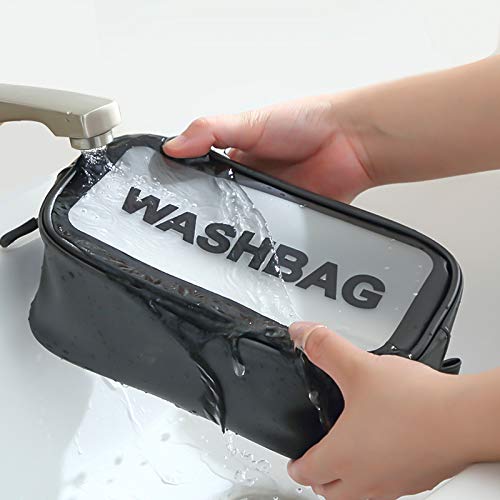 VALAMJI Multipurpose Clear PVC Zipper Cosmetic Travel Wash Bag Toiletry Makeup Brushes Accessories Organizer Portable Carry Bag Pouch for Women Girls Pack of 3 Black - Image 5