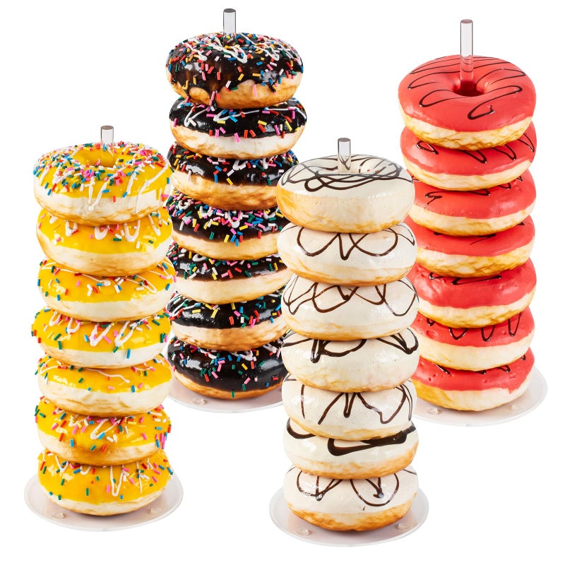 HENABLE 4PCS Acrylic Donut Display Stand Tower - Dessert Table Holder for Donuts, Bagels & Doughnuts - Perfect for Parties, Christmas, Birthday & New Year - Image 1