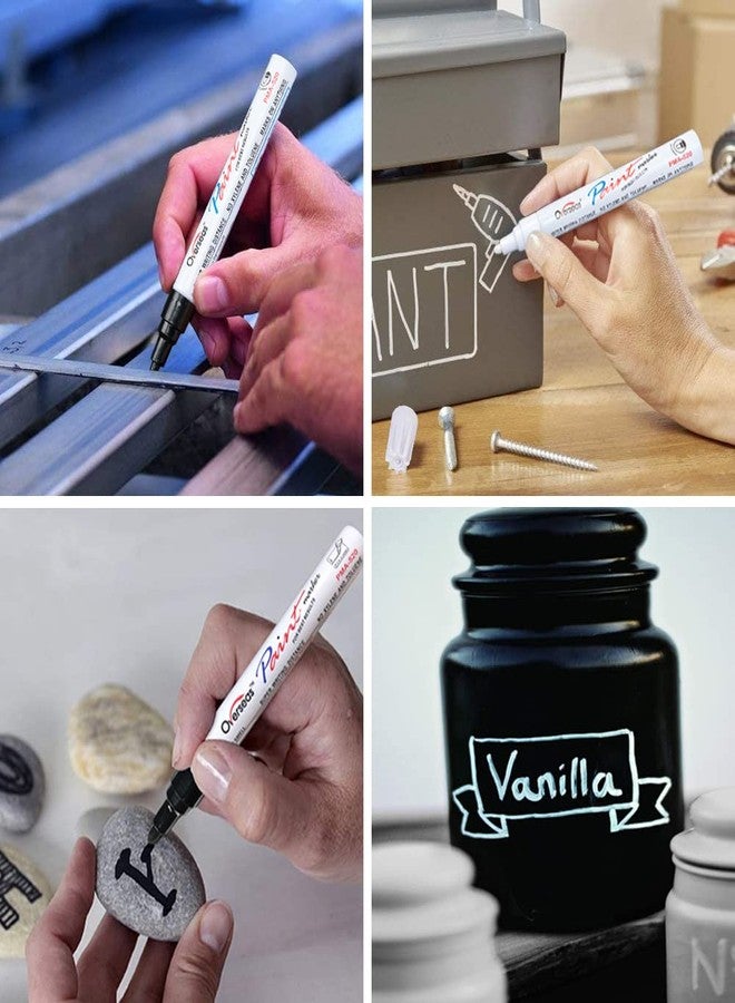Overseas White and Black Paint Pens, 6 Pack Oil Based Permanent Markers - Medium Tip, Quick Dry and Waterproof Paint Markers for Rock, Wood, Metal, Plastic, Canvas, Glass, Ceramics, Rubber, Stone - Image 4