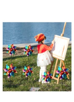 SYOSI Reflective Bird Repellent Windmill, 6 Pcs 24cm Pinwheel Birds Deterrent Hanging Device Sparkly Stripe Spinners to Scare Birds Away From House, Window, Garden, Farm  - Image 2
