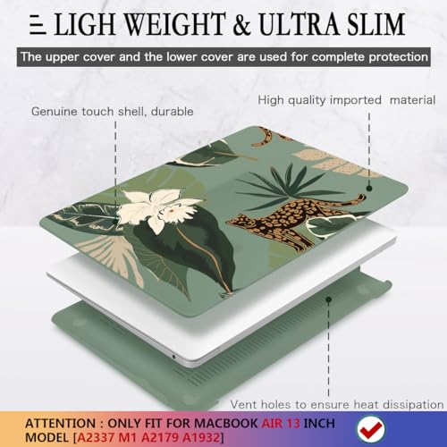 CISSOOK Compatible with MacBook Air 13 inch Case 2021 2020 2019 2018 Release Model M1 A2337 A2179 A1932, Midnight Green Hard Case Leopard Cover for MacBook Air 13 inch with Touch ID - Panther Leopard - Image 4