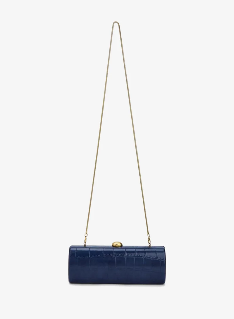 Celeste NAVY Textured Clutch Bag With Detachable Chain for Women | Best Price UAE