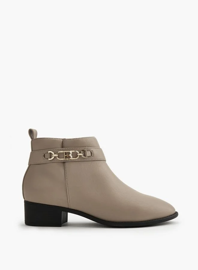 Flora Bella By Shoexpress Flora Bella Chain Accent Ankle Boots With Zip Closure