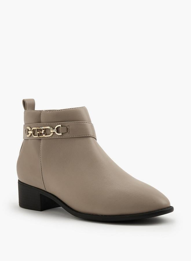 Flora Bella By Shoexpress Flora Bella Chain Accent Ankle Boots With Zip Closure - Image 3