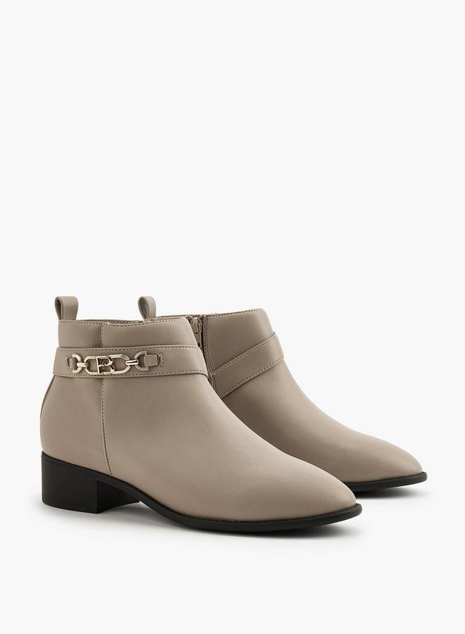 Flora Bella By Shoexpress Flora Bella Chain Accent Ankle Boots With Zip Closure - Image 2