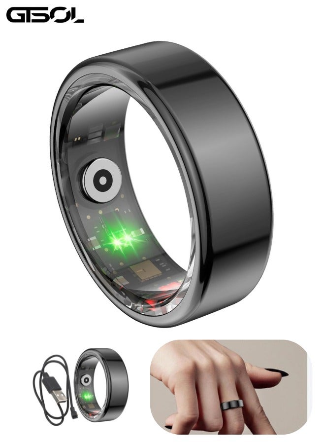 Intelligent Titanium Health Ring – Water-resistant IP68, Heart Rate, SpO₂ & Sleep Tracker, Activity Monitor, Cordless Charging - BLACK - Image 1