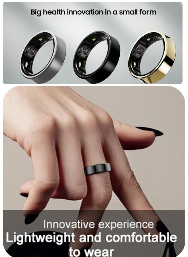 Intelligent Titanium Health Ring – Water-resistant IP68, Heart Rate, SpO₂ & Sleep Tracker, Activity Monitor, Cordless Charging - BLACK - Image 5
