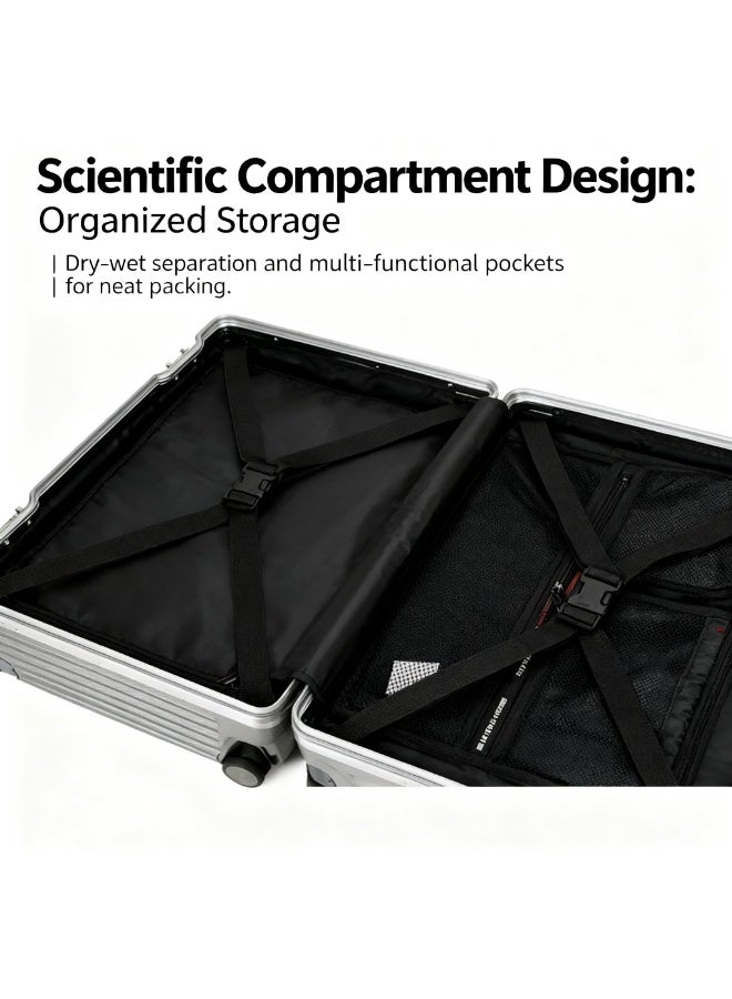 Prosperity Aluminum Frame Smooth Travel Suitcase - Quiet 360° Spinner Wheels, Multiple Colors - Image 3