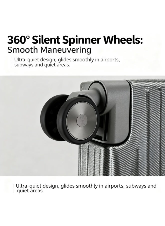 Prosperity Aluminum Frame Smooth Travel Suitcase - Quiet 360° Spinner Wheels, Multiple Colors - Image 5